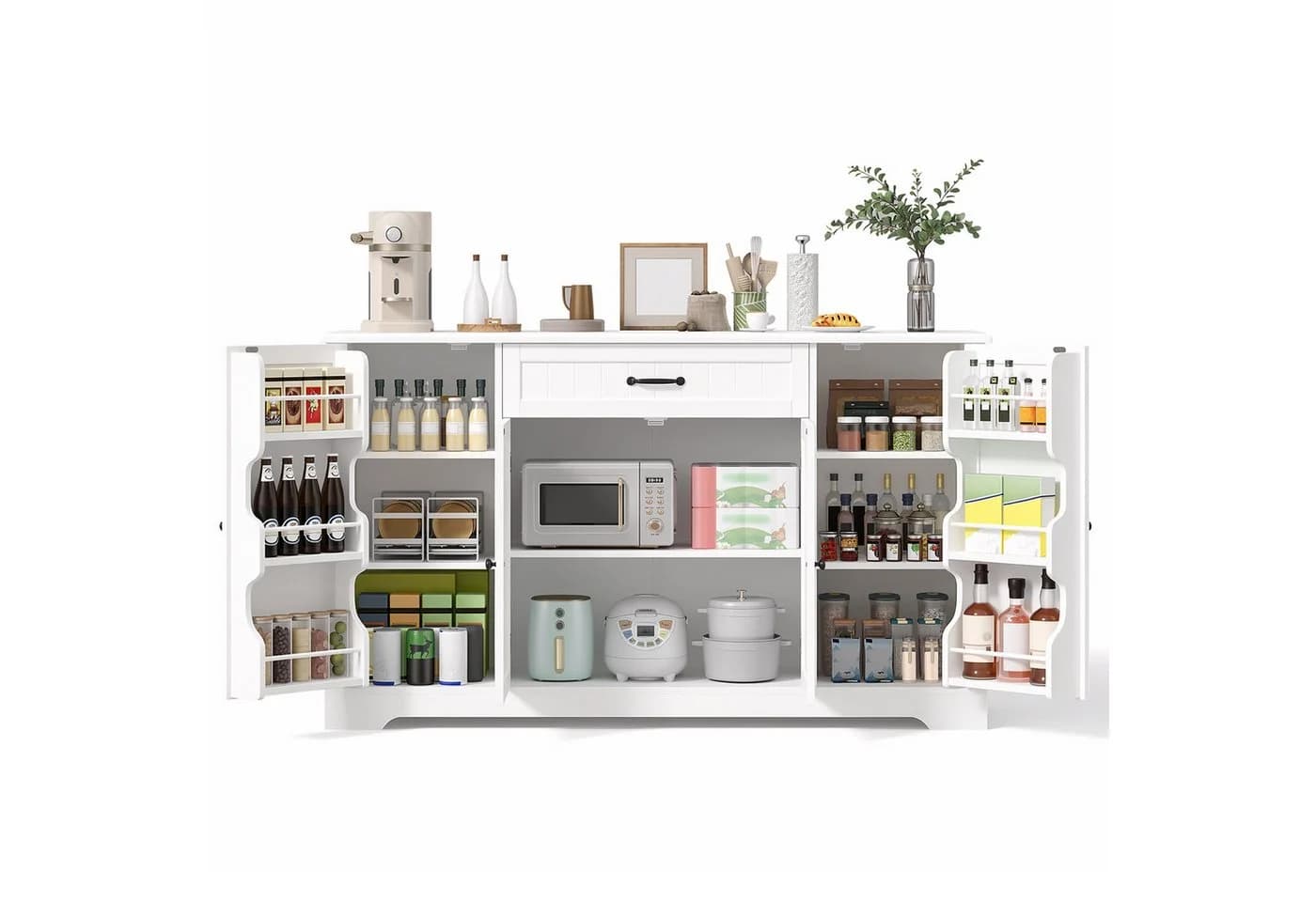 Bealife Sideboard Küchenschrank Weiß mit Arbeitsplatte - Bild 2