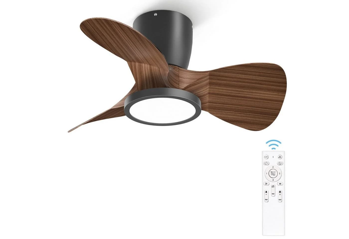 ATEROLL Deckenventilator mit LED-Beleuchtung 3CCT dimmbar Walnuss - Bild 2