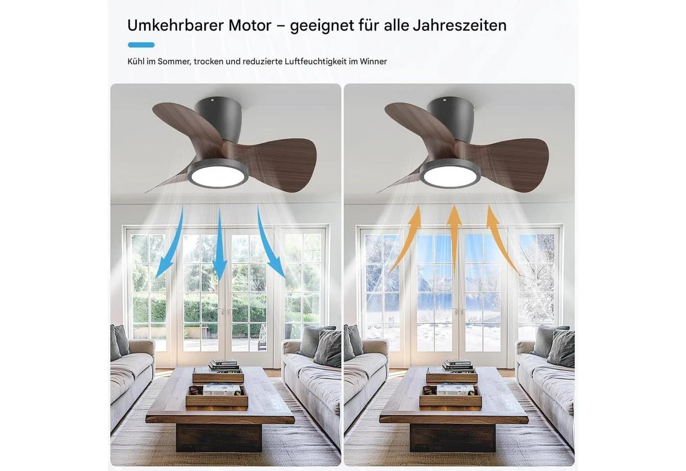 ATEROLL Deckenventilator mit LED-Beleuchtung 3CCT dimmbar Walnuss - Bild 4