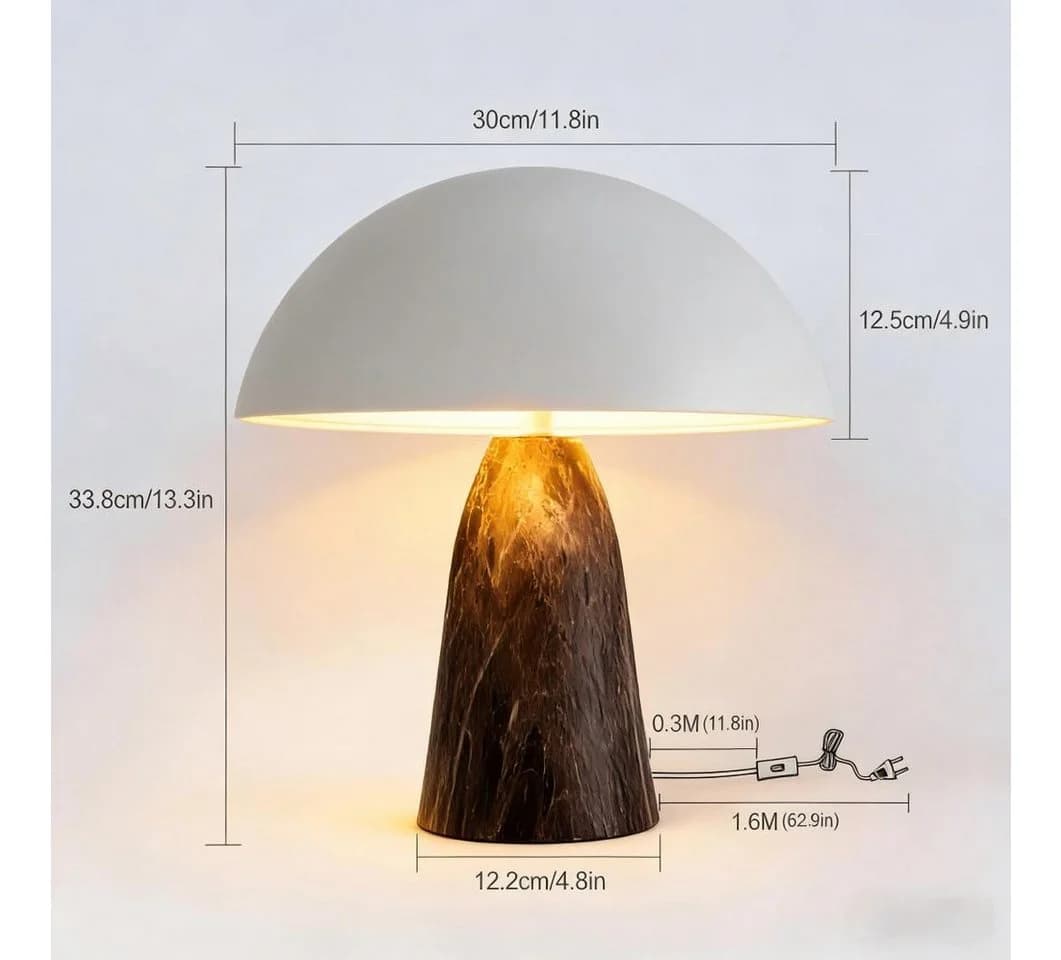 STANBOW Nachttischlampe Pilz-Tischlampe Metall Dunkelbraun Grau-Weiß Modern E14 - Bild 5