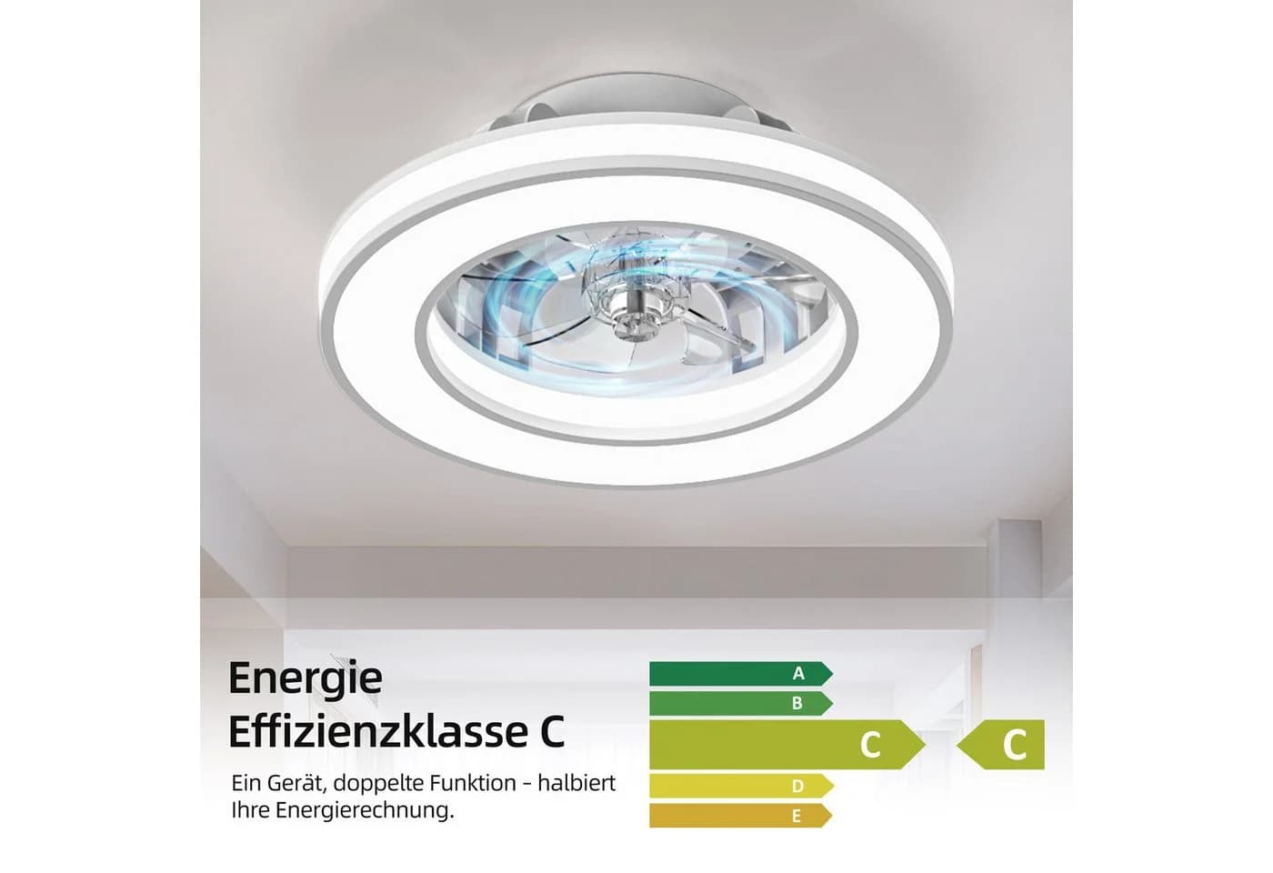 ATEROLL Deckenventilator 6 Geschwindigkeiten, 3CCT+RGB, Deckenleuchte, Leise Ventilator, Lampenlüfter mit Speicherfunktion und Timing-Funktion Für Zimmer - Bild 5