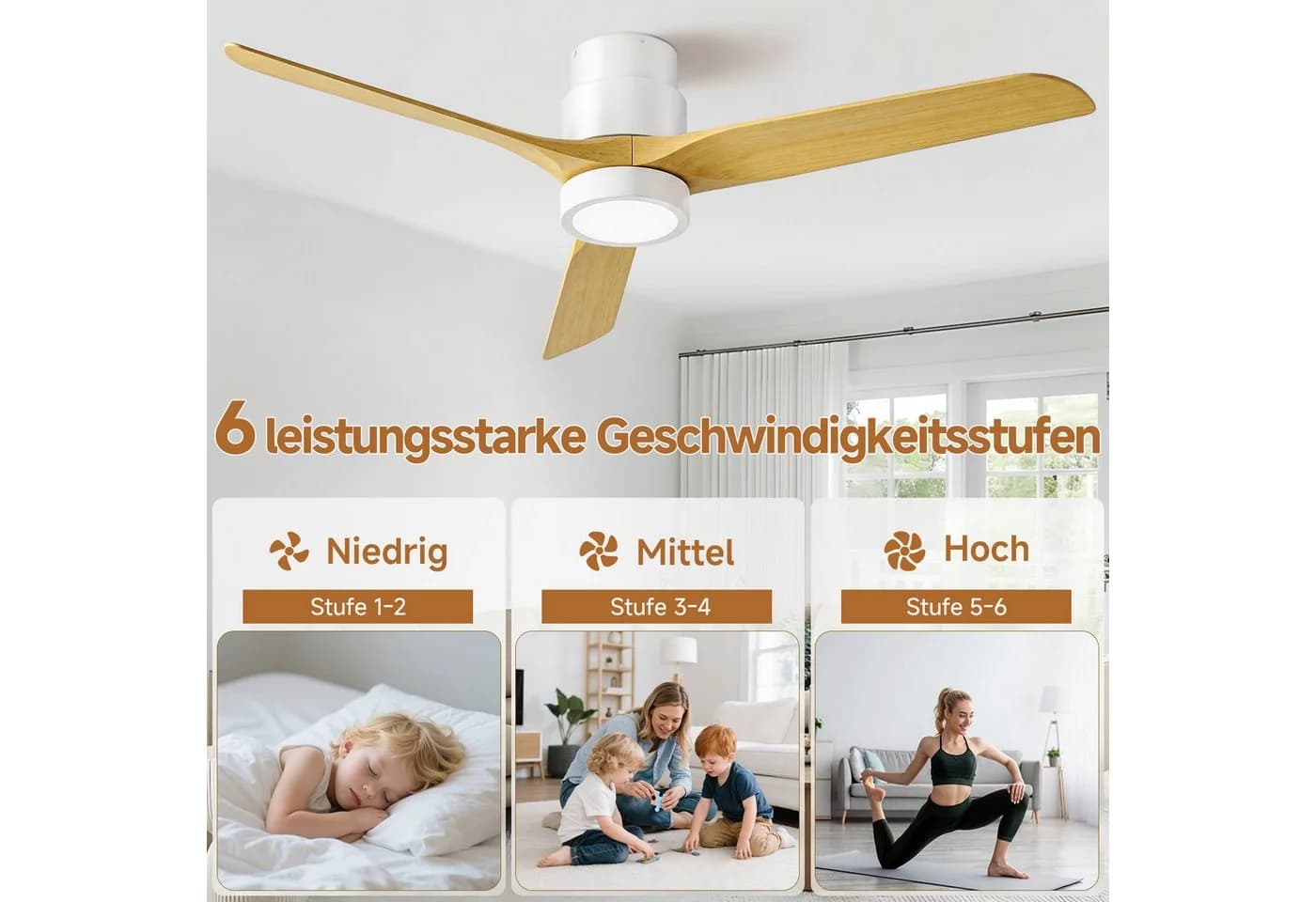 ATEROLL Deckenventilator mit LED Licht & Fernbedienung - Bild 4
