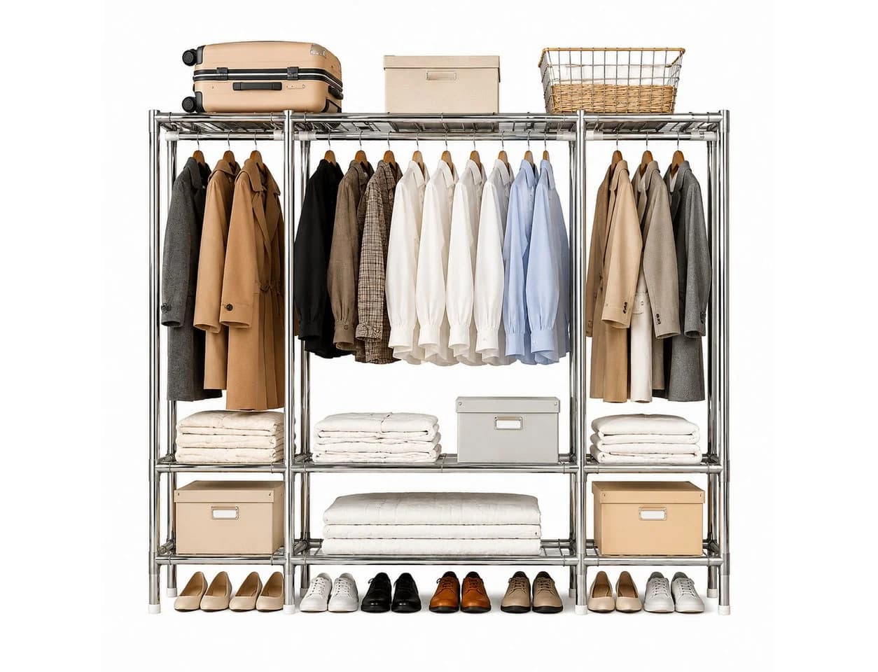 Toomoke Stoffkleiderschrank Grau mit Metallgestell und Reißverschluss - Bild 2