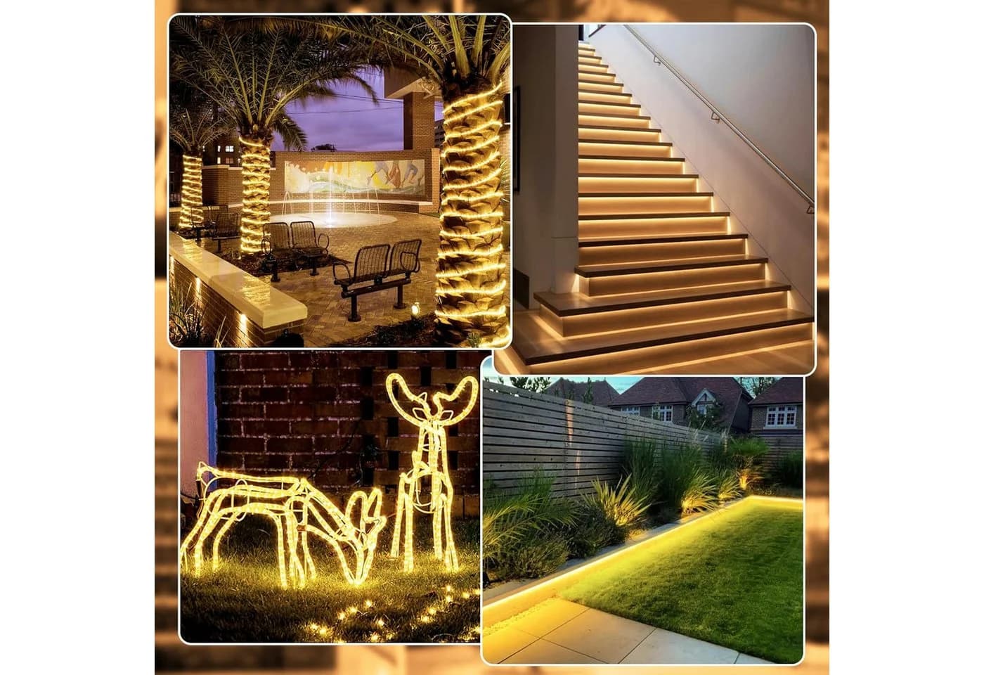 Fyrove LED-Lichterkette Außen 12m 100 LEDs Warmweiß Fernbedienung