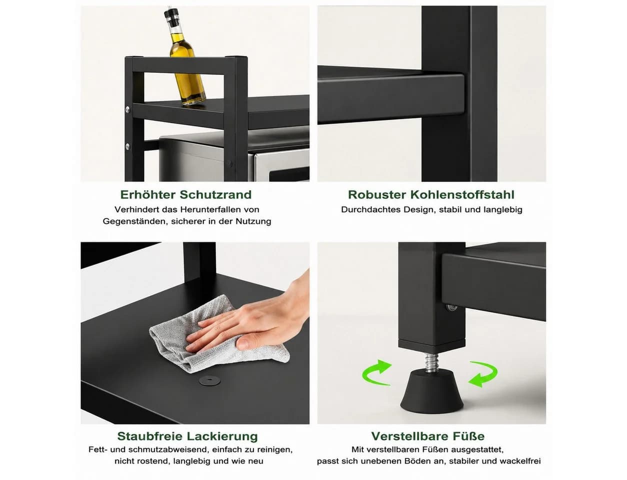 Toomoke Mikrowellenständer Regalelement Schwarz Ausziehbar - Bild 4