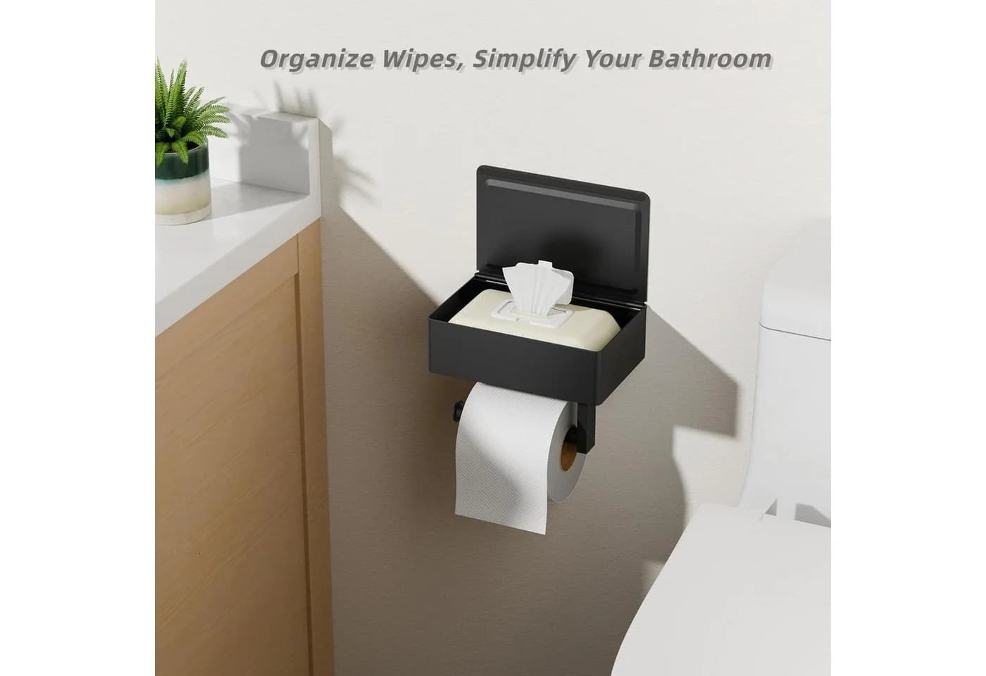 Toomoke Toilettenpapierhalter mit Feuchttücherbox Schwarz Edelstahl