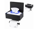 ibettertec Toilettenpapierhalter Edelstahl mattschwarz mit Feuchttücherbox Bild 2