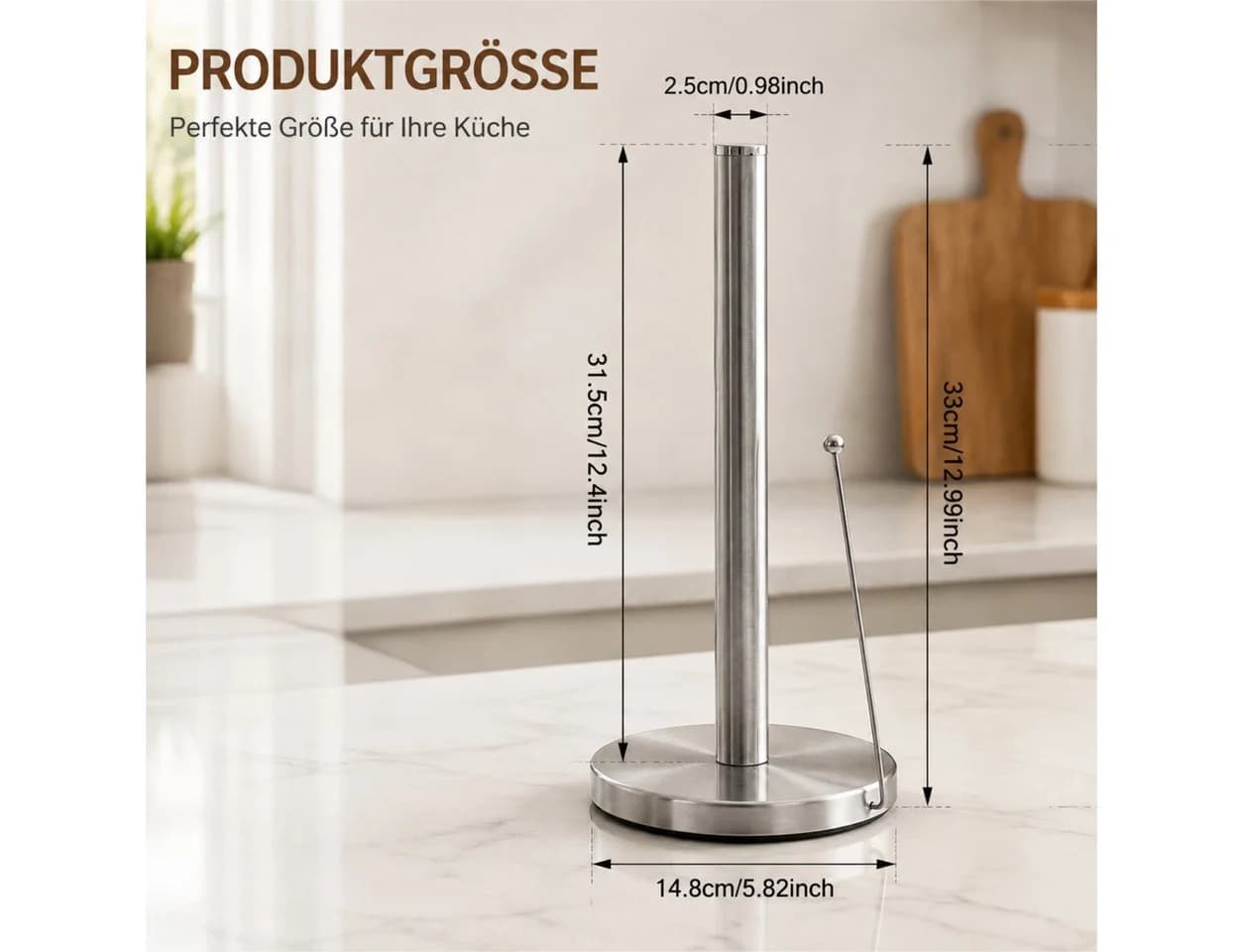 Toomoke Küchenrollenhalter Edelstahl Freistehend Silber - Bild 3