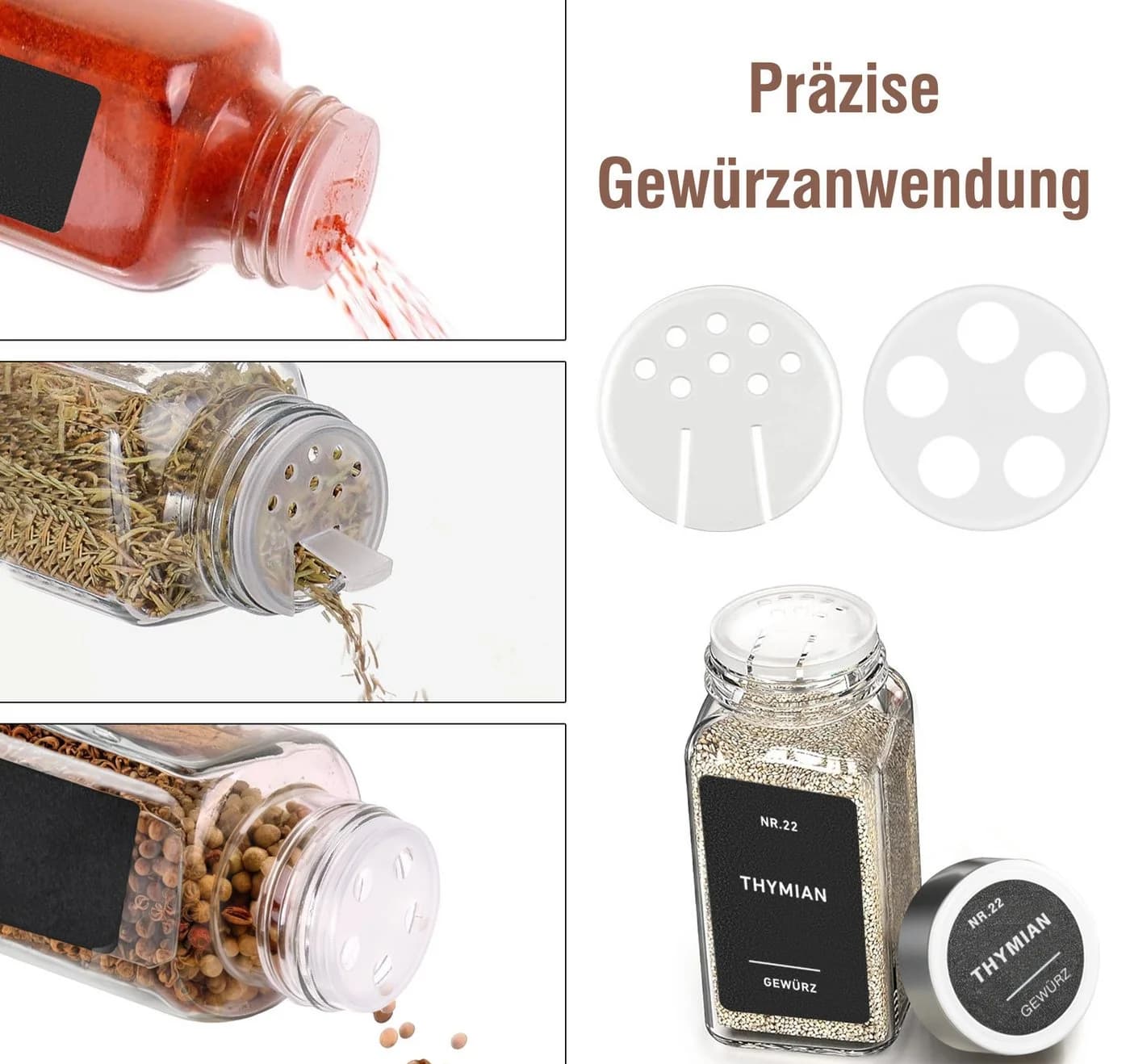 ElitVita Gewürzglas-Set 24-tlg. mit Regal, Etiketten & Zubehör - Bild 3