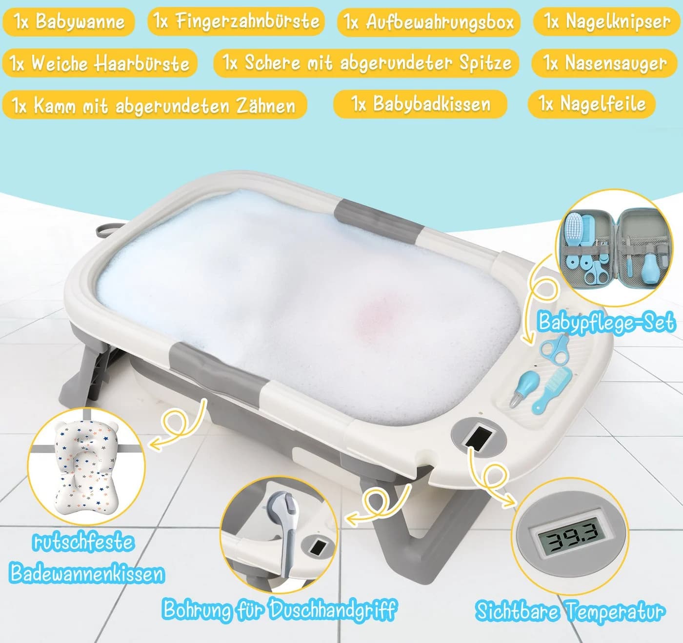 ElitVita Babybadewanne Twistshake Faltbar Grau - Bild 3