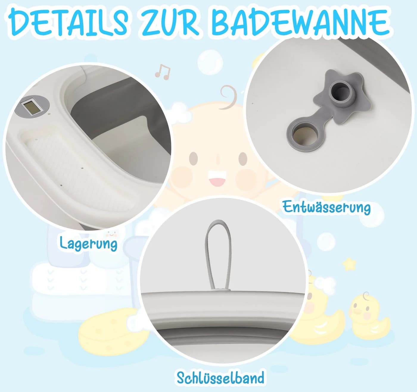 ElitVita Babybadewanne Twistshake Faltbar Grau - Bild 5