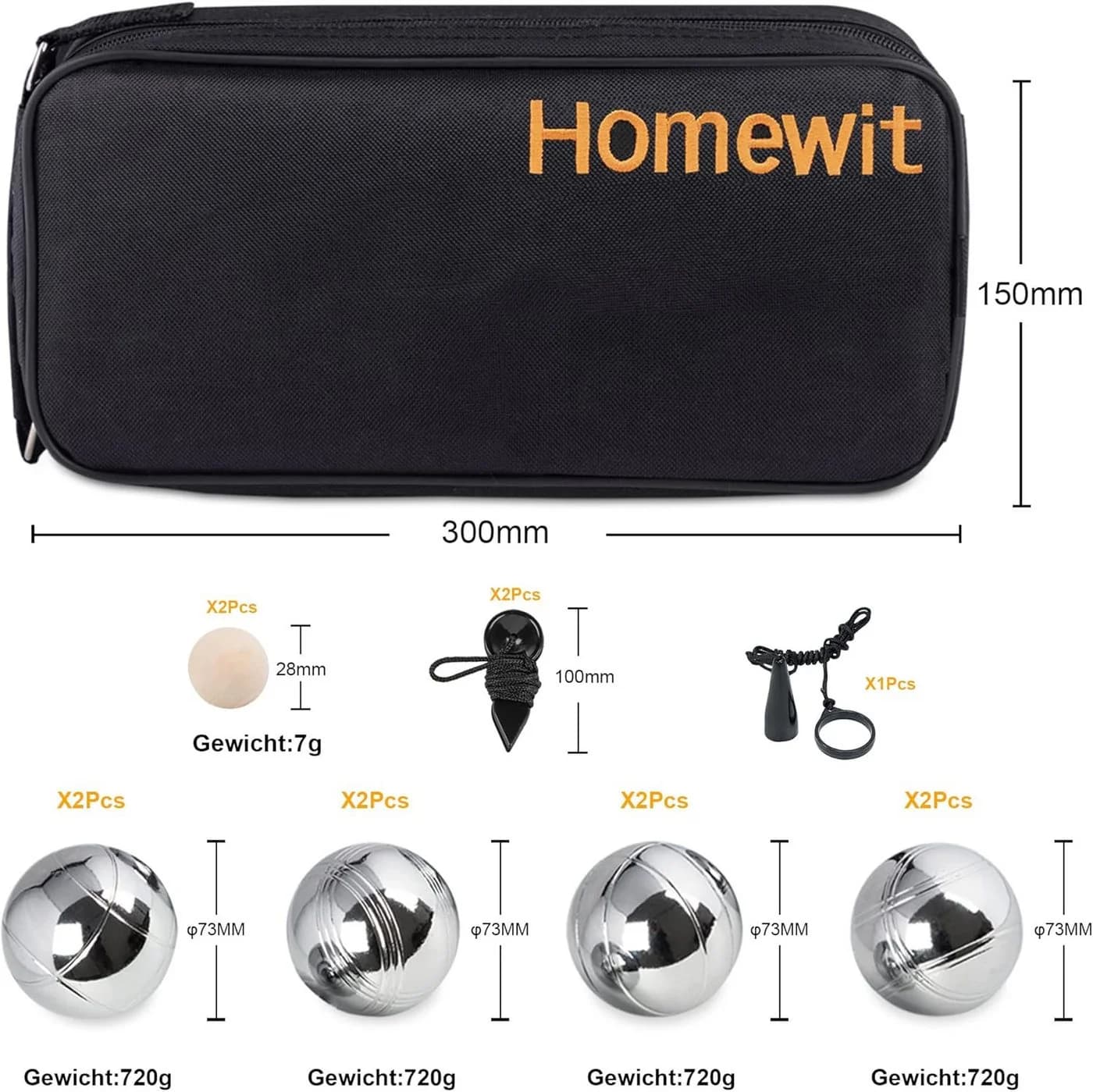 ElitVita Spielball Boule Set 8-St. Boccia Kugeln Boule Kugeln Outdoor Sport Spiel
