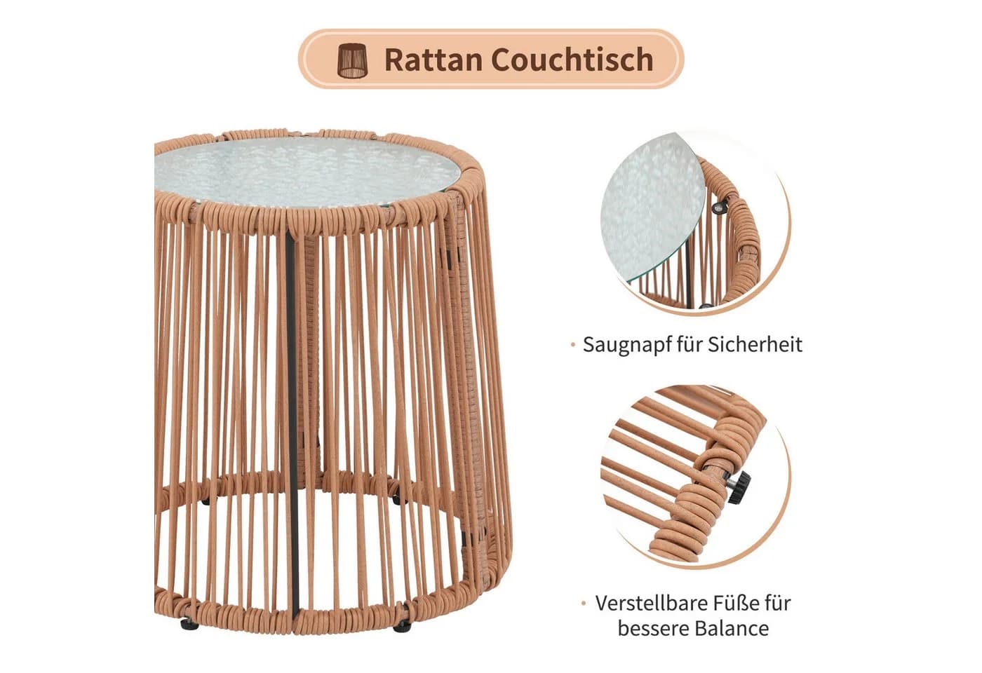 JOIVI Balkonset Bistro Rattan Beige - Bild 4