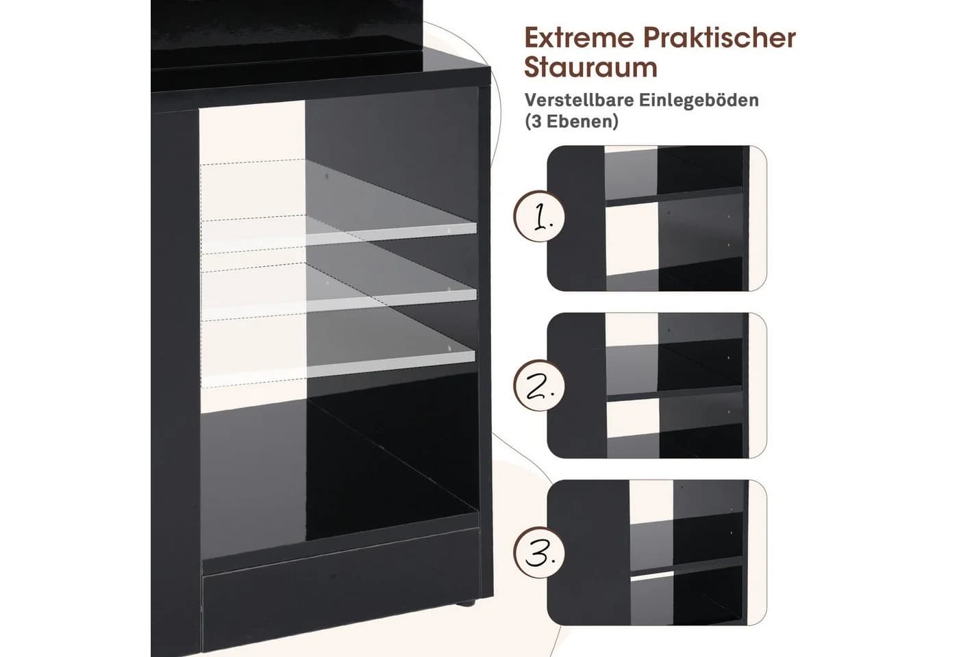 JOIVI Beistelltisch Hochglanz Schwarz - Bild 3