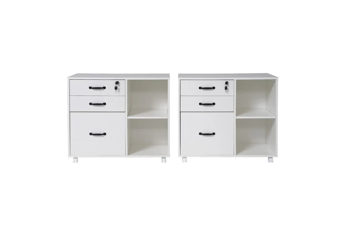 JOIVI Aktenschrank Weiß mit 3 Schubladen und Rädern - Bild 5