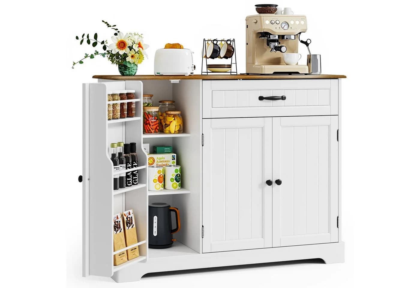 Bealife Sideboard Küchenschrank mit Arbeitsplatten, Weiß - Bild 2