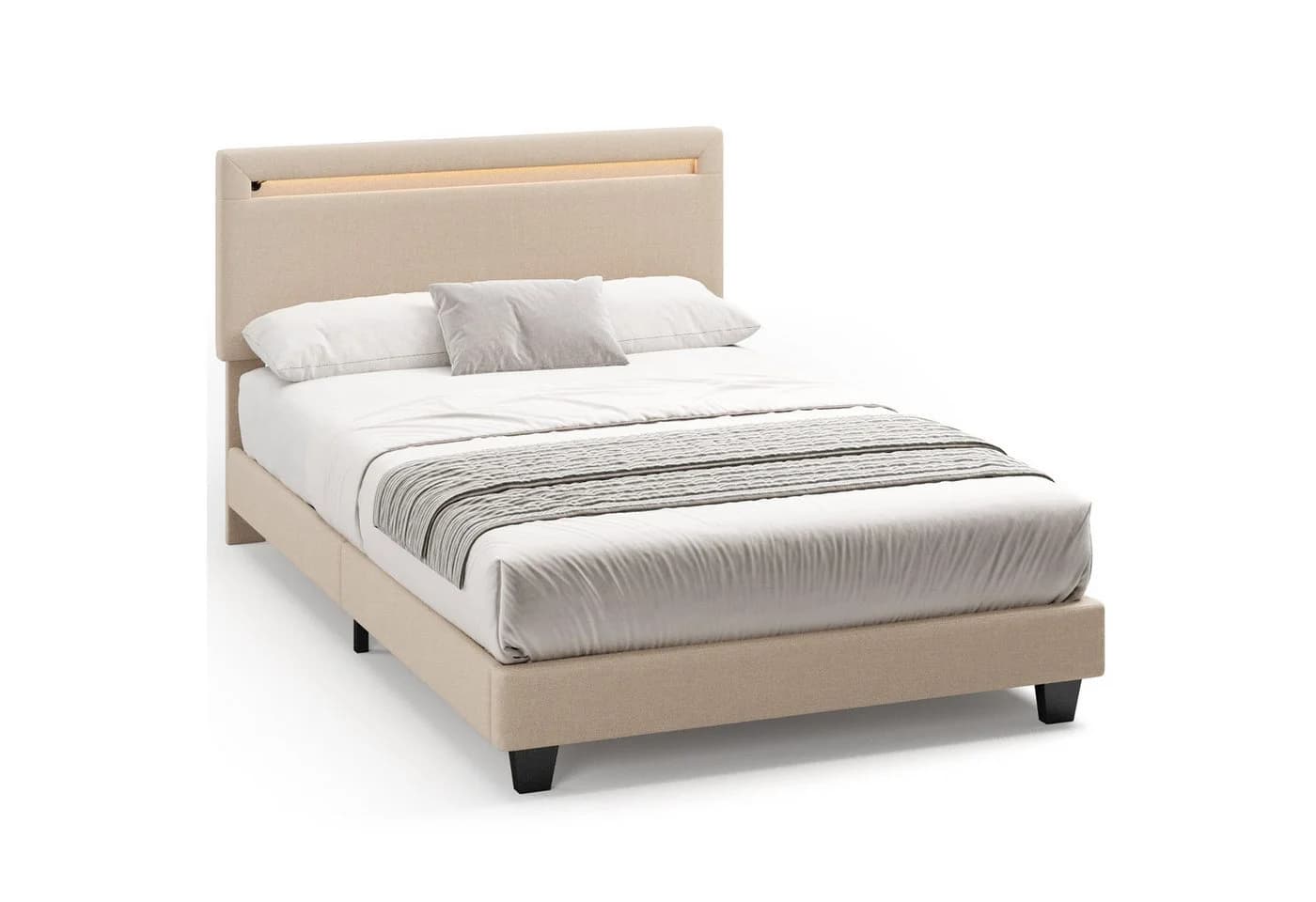 Bealife Polsterbett Einzelbett Bettgestell mit Kopfteil und Lichtleiste - Bild 5