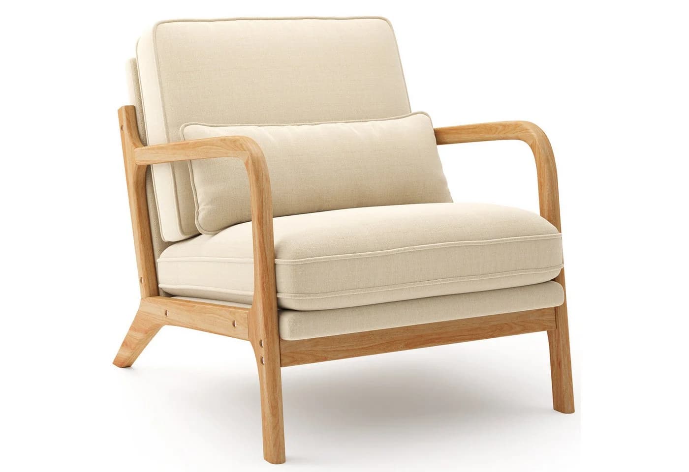 Bealife Relaxsessel Beige/Grau mit Armlehne und Kissen - Bild 5