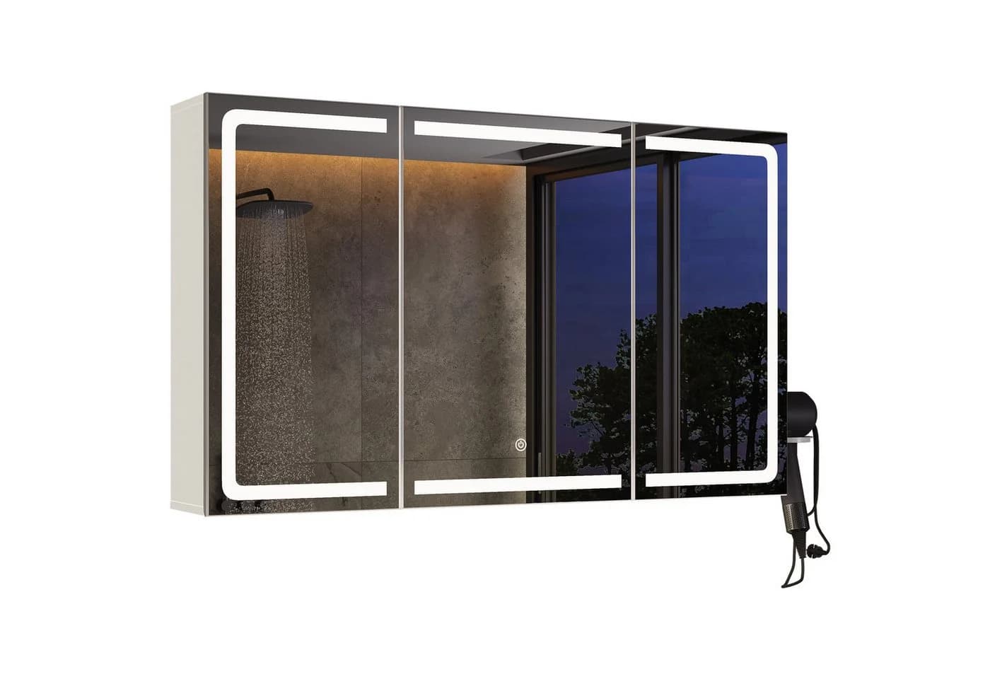 Bealife Spiegelschrank mit LED-Beleuchtung und Haartrockner-Halter - Bild 2