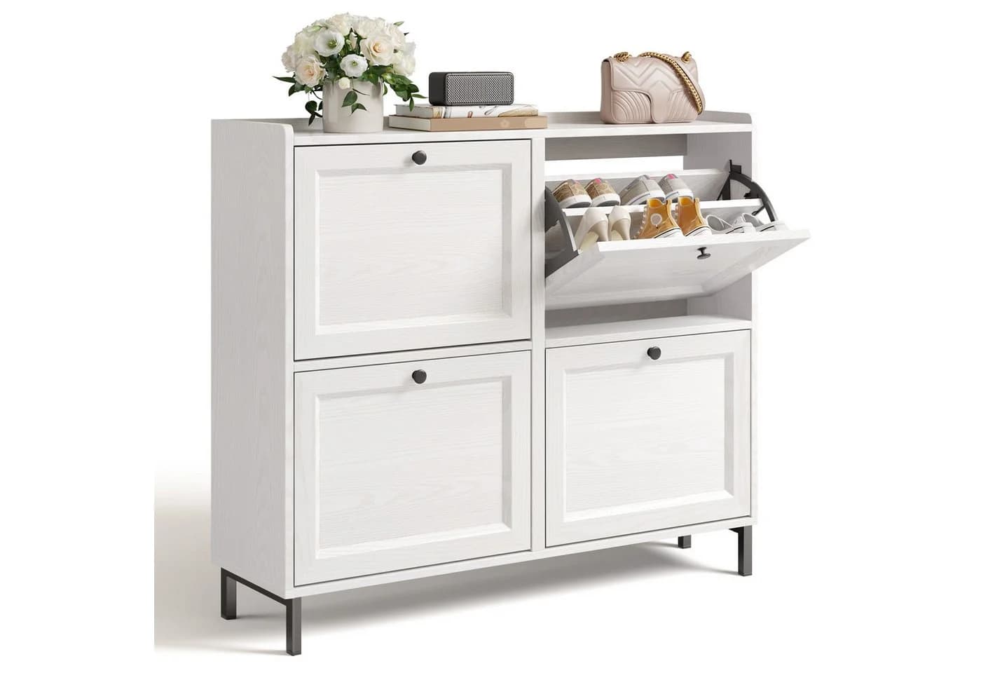 Bealife Schuhschrank 4 Klappen Weiß 16 Paar - Bild 2