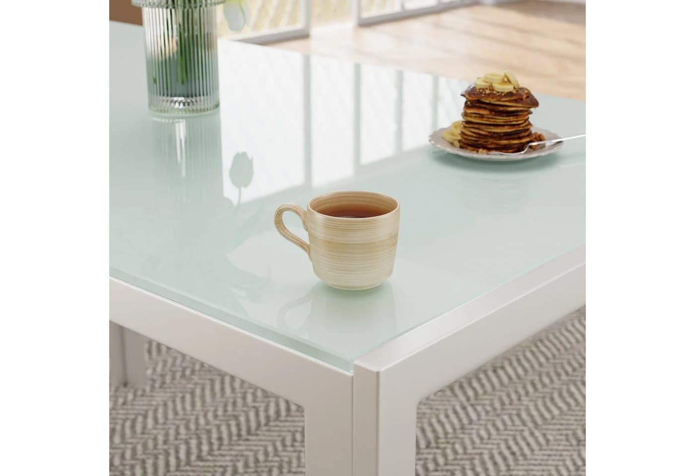 Bealife Essgruppe 5-tlg. Esstisch und 4 Stühle Tischplatte aus Glas 120x70cm - Bild 4