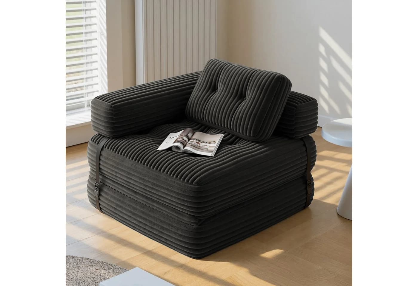 Bealife 1,5-Sitzer Klappsofa Relaxsessel Indoor-Lazy Grau