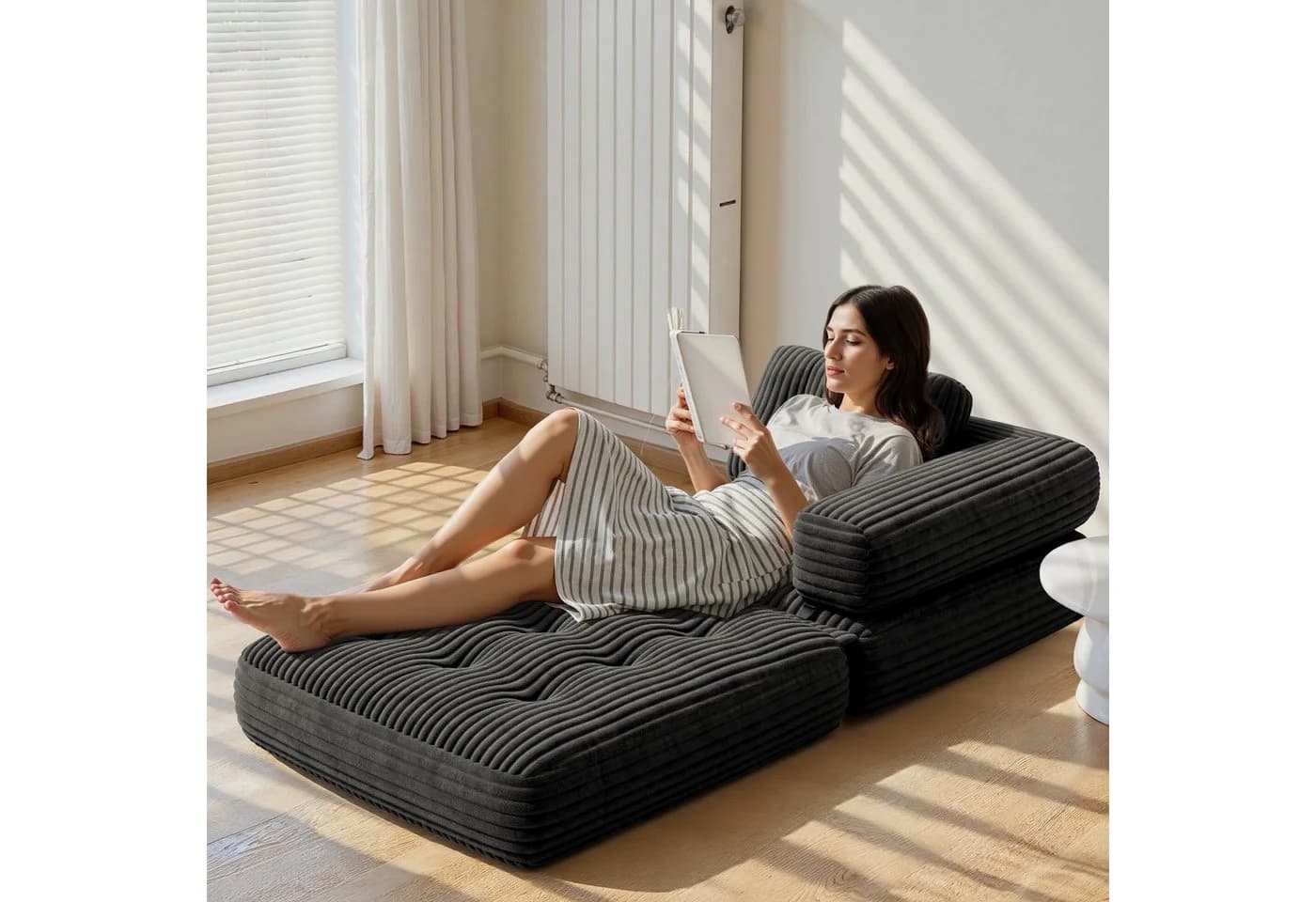 Bealife 1,5-Sitzer Klappsofa Relaxsessel Indoor-Lazy Grau - Bild 3