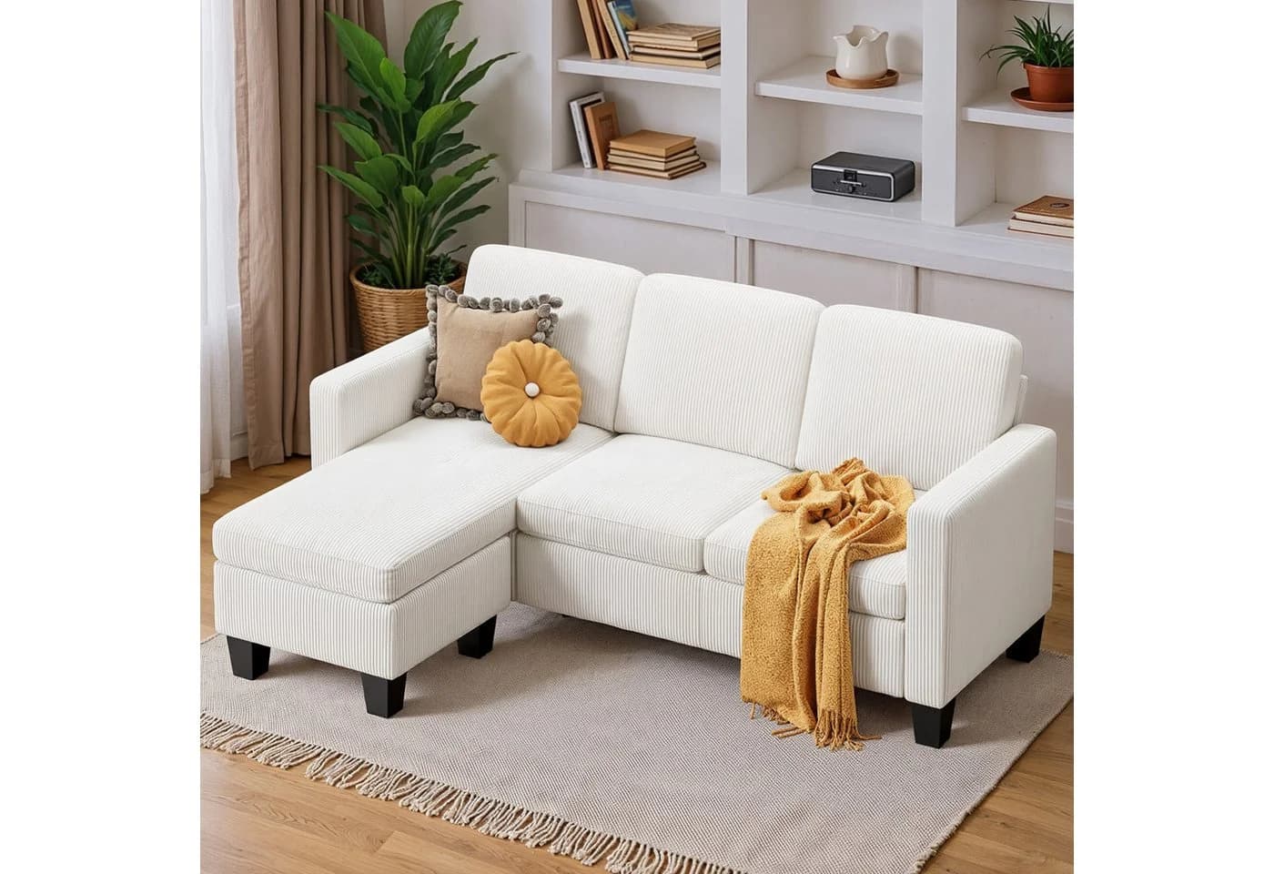 Bealife Ecksofa L-Form 188cm Bettfunktion Weiß/Dunkelgrau - Bild 2