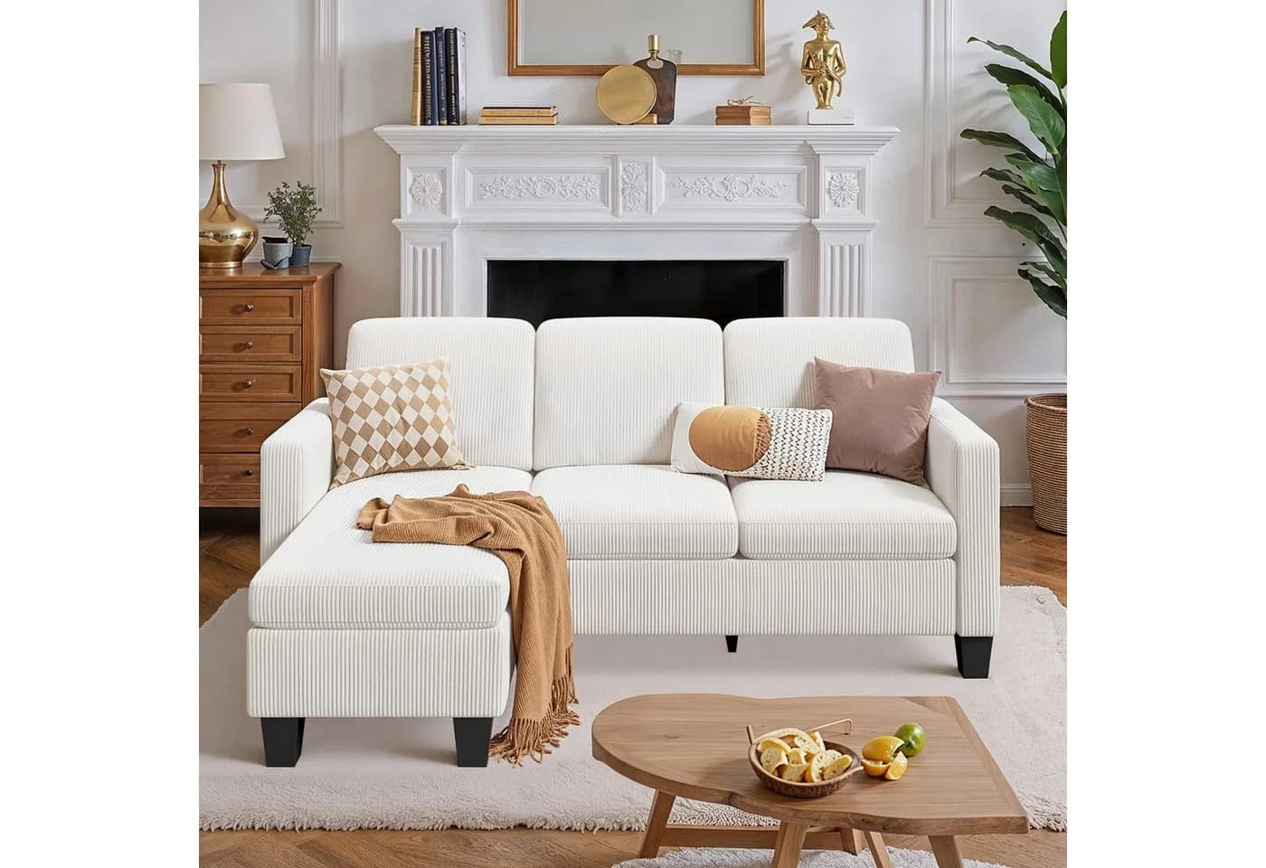 Bealife Ecksofa L-Form 188cm Bettfunktion Weiß/Dunkelgrau - Bild 3