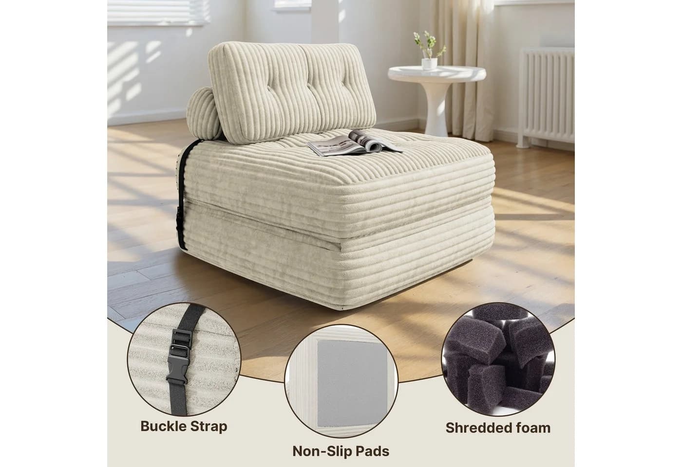 Bealife 1,5-Sitzer Klappbares Sofa Relaxsessel Indoor-Lazy - Bild 4