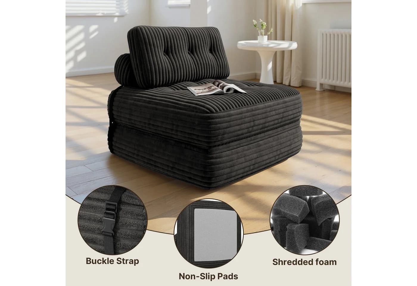 Bealife 1,5-Sitzer Klappsofa Relaxsessel Indoor-Lazy Grau - Bild 4