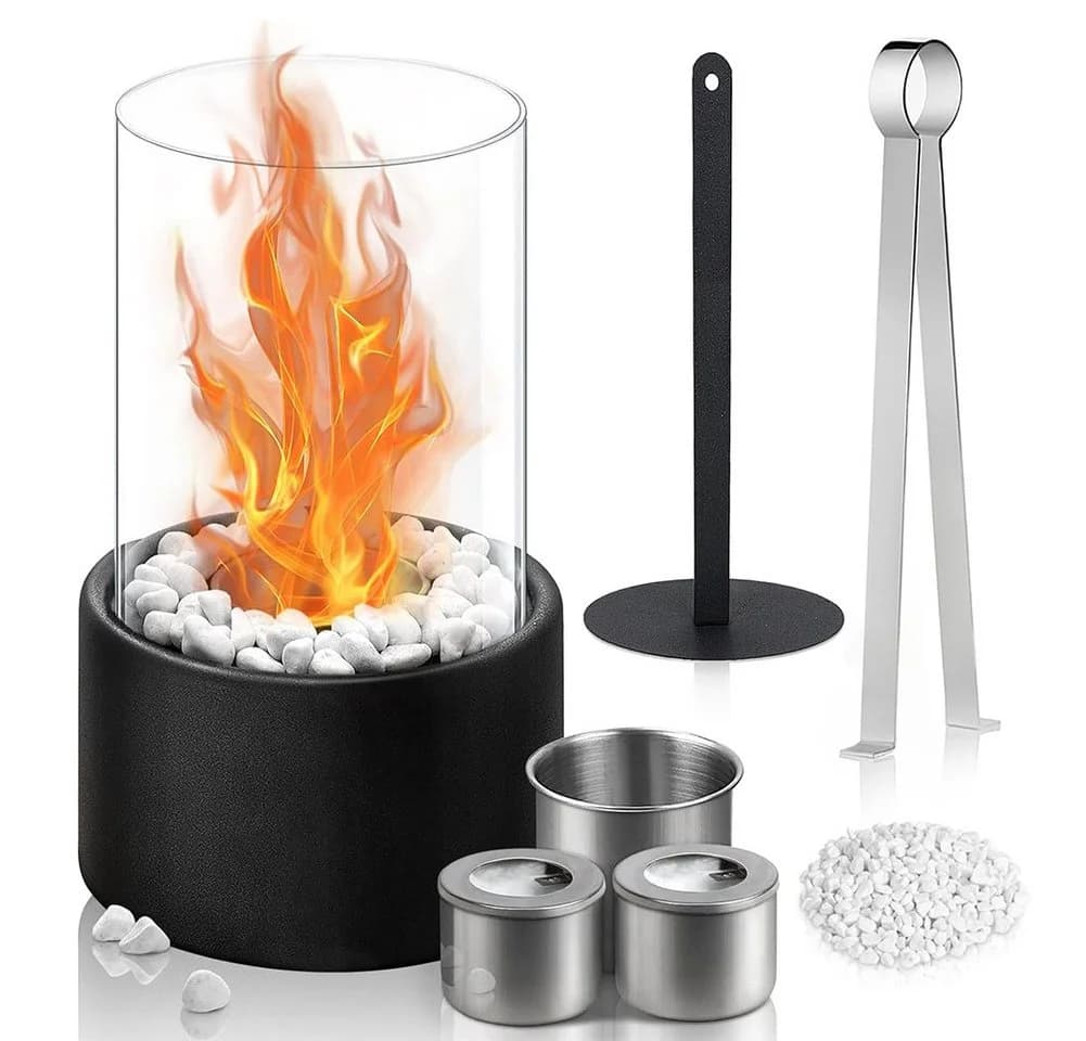 OSTWOLKE Bioethanol Kamin Tischfeuer mit Deko Steinen - Bild 2