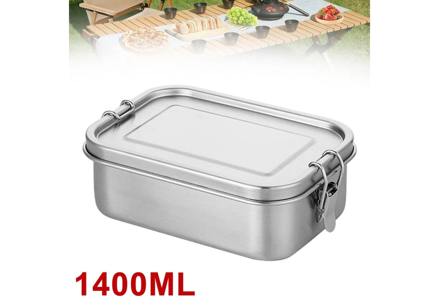 OSTWOLKE Lunchbox Edelstahl 1400ml Auslaufsicher Silber - Bild 2
