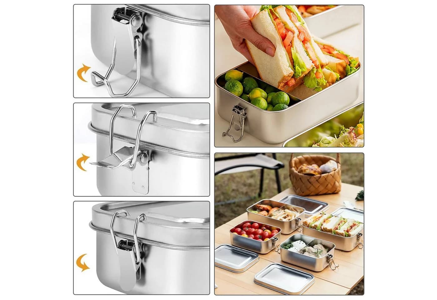 OSTWOLKE Lunchbox Edelstahl 1400ml Auslaufsicher Silber - Bild 3