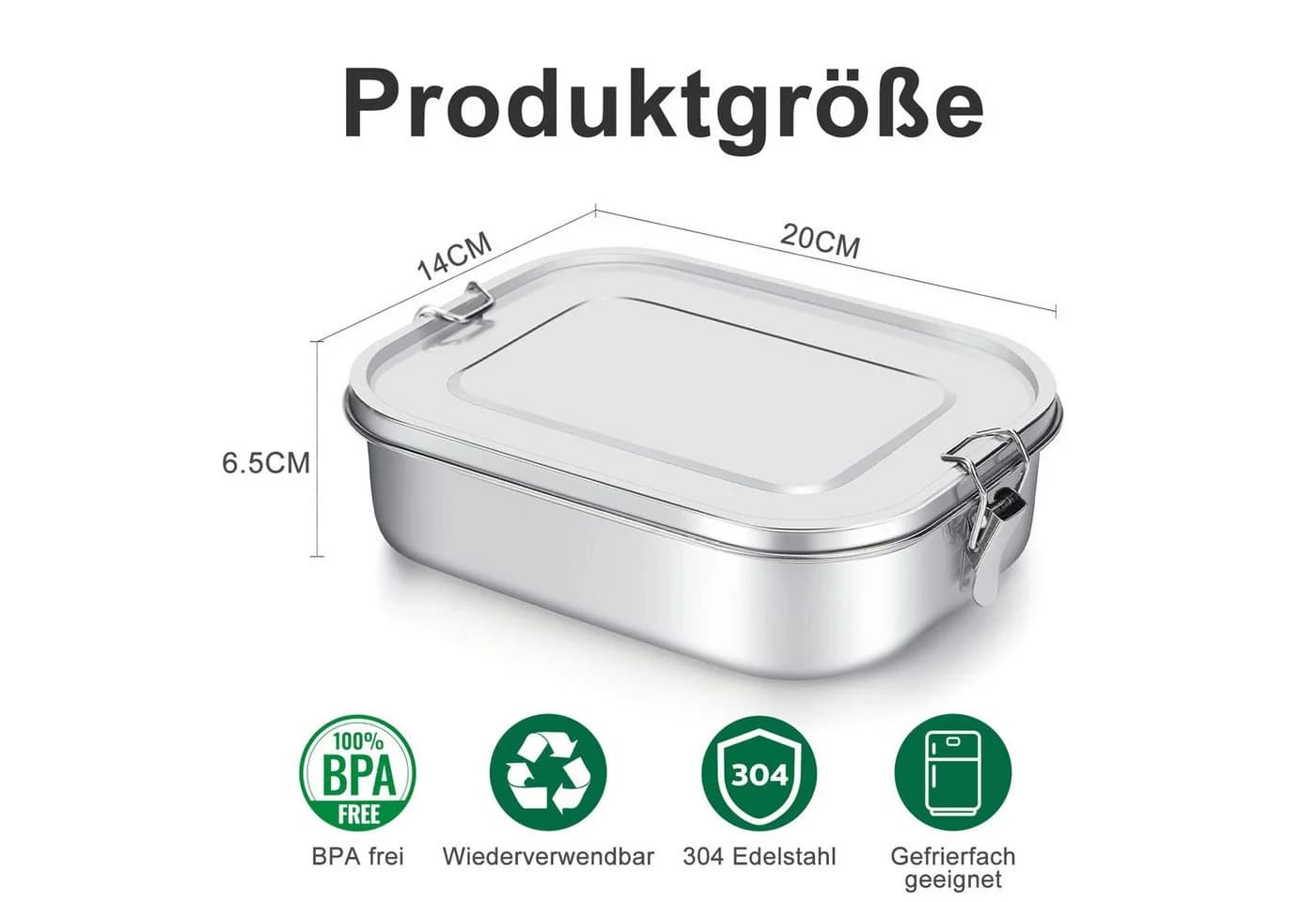 OSTWOLKE Lunchbox Edelstahl 1400ml Auslaufsicher Silber - Bild 4