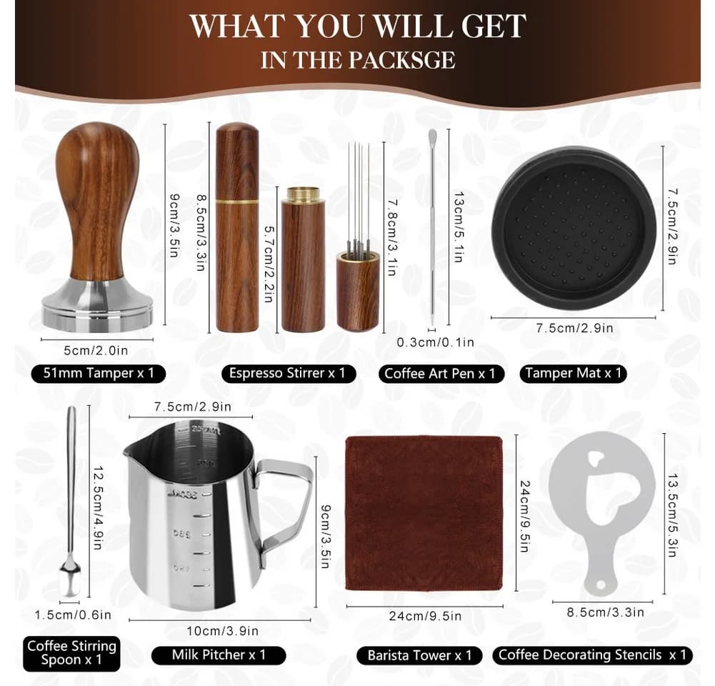 OSTWOLKE Tamper 51mm Espresso Set mit Holzgriff & Silikonmatte