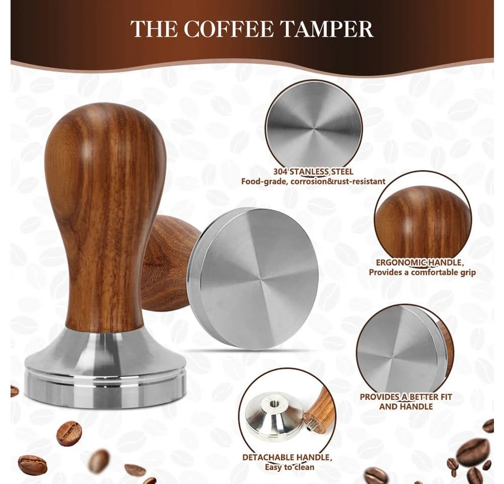 OSTWOLKE Tamper 51mm Espresso Set mit Holzgriff & Silikonmatte - Bild 3