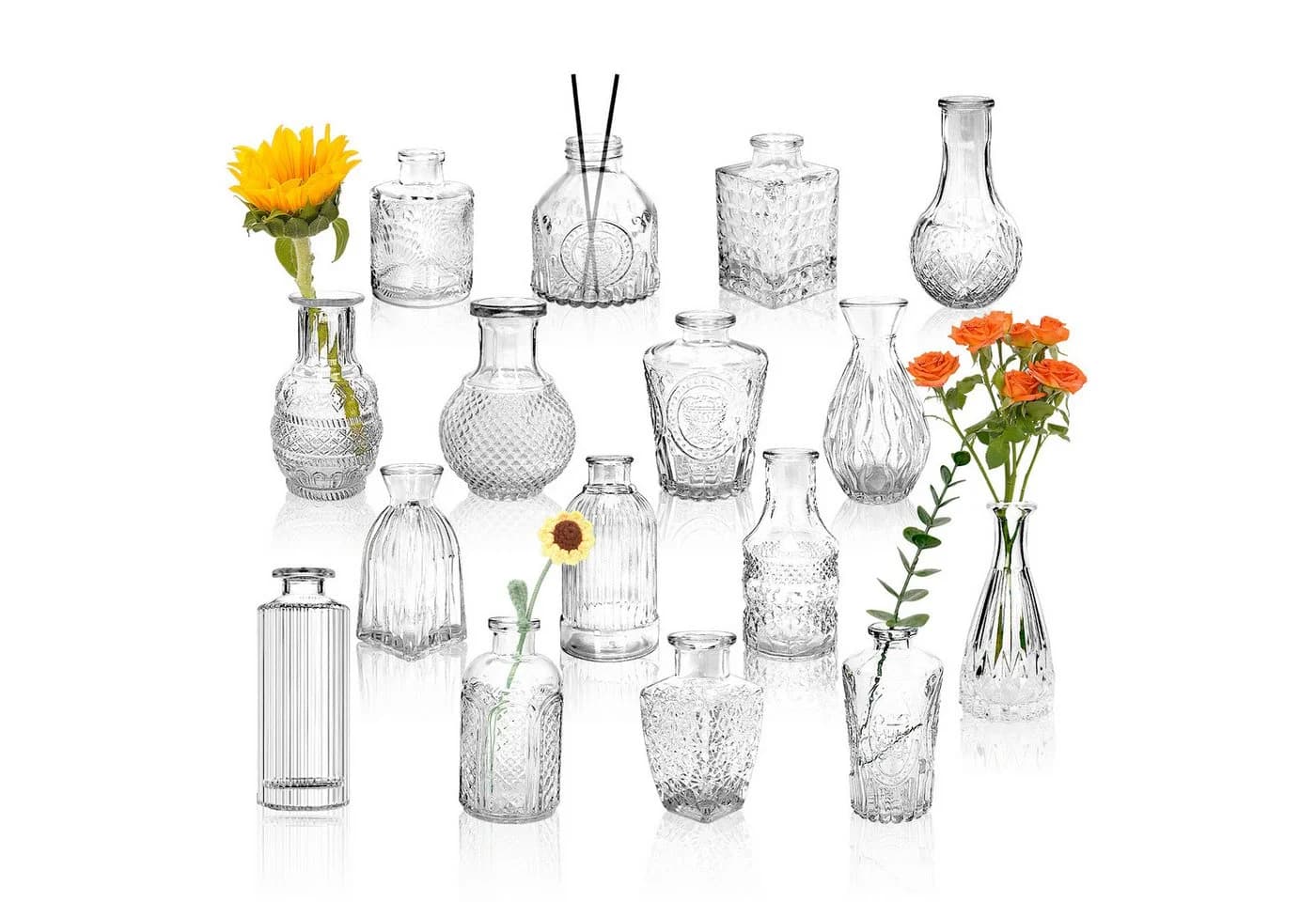 OSTWOLKE Tischvase 16 Mini Glasvasen für Tischdeko