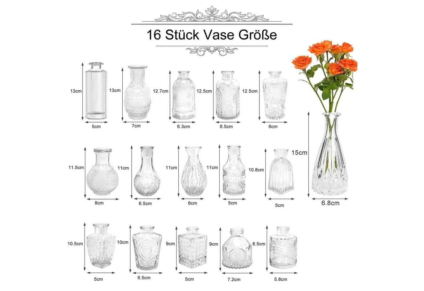 OSTWOLKE Tischvase 16 Mini Glasvasen für Tischdeko - Bild 3