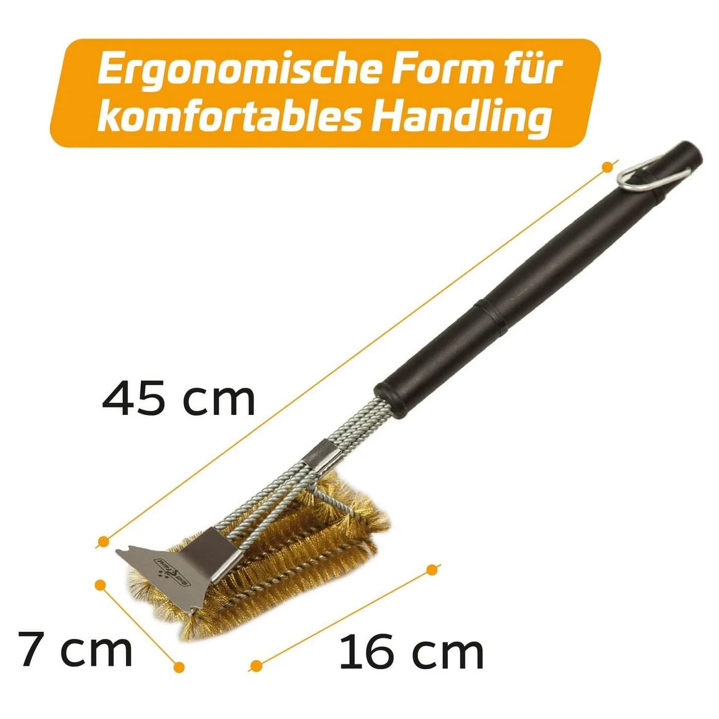 Grillfürst Grillbürste mit Messingborsten und Schaber, 45 cm lang