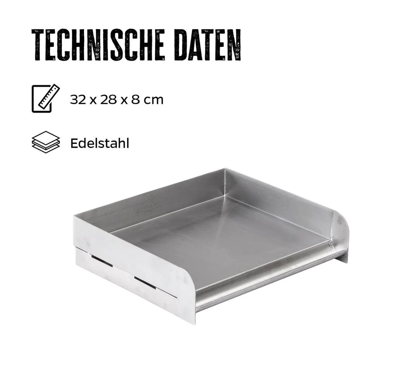 Grillfürst Edelstahl Plancha Grillplatte mit Flüssigkeitsreservoir