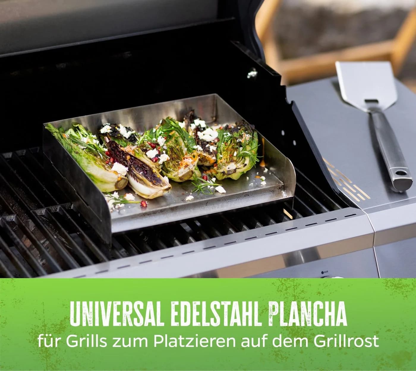 Grillfürst Edelstahl Plancha Grillplatte mit Flüssigkeitsreservoir - Bild 3