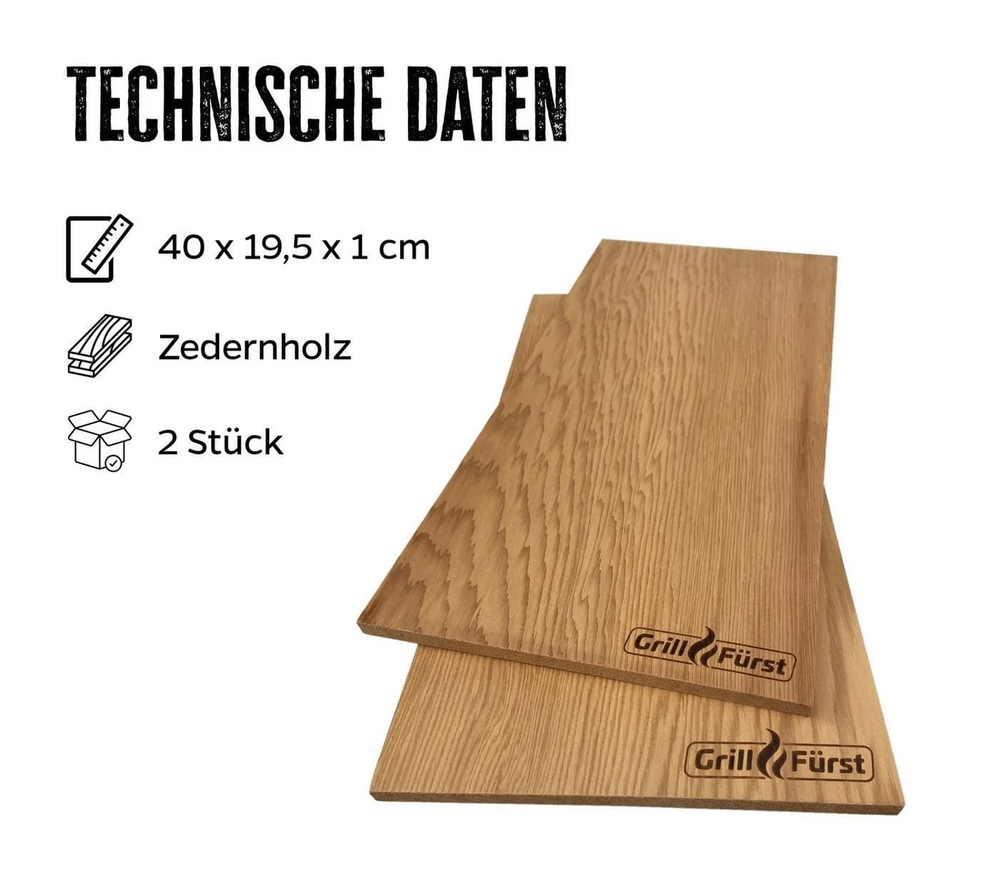Grillfürst Räucherbrett Zeder XL 40x19,5 cm 2er Set