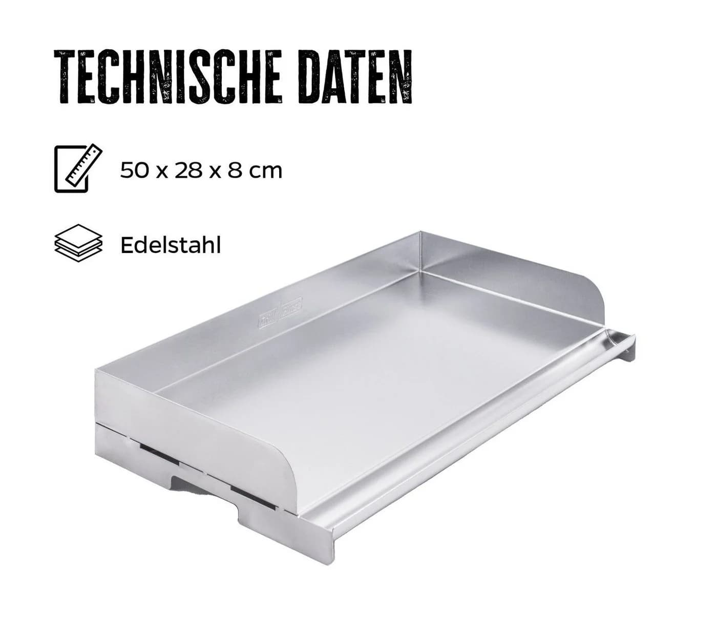 Grillfürst Edelstahl Plancha Grillplatte mit Flüssigkeitsreservoir