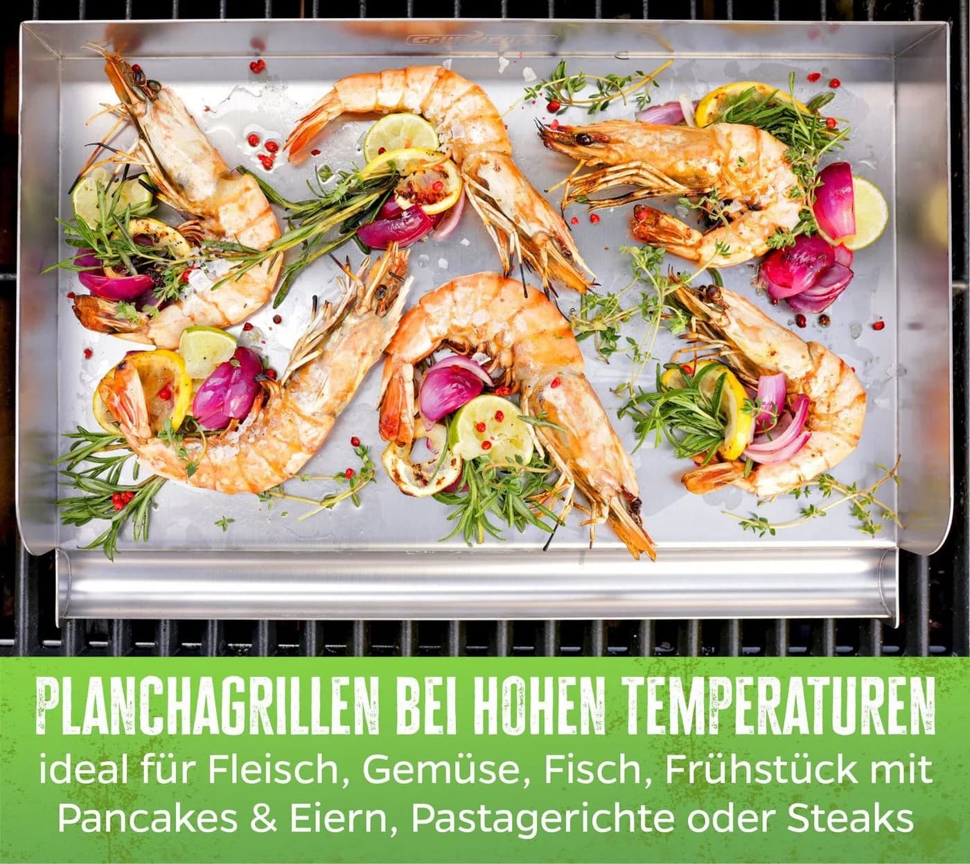 Grillfürst Edelstahl Plancha Grillplatte mit Flüssigkeitsreservoir - Bild 5