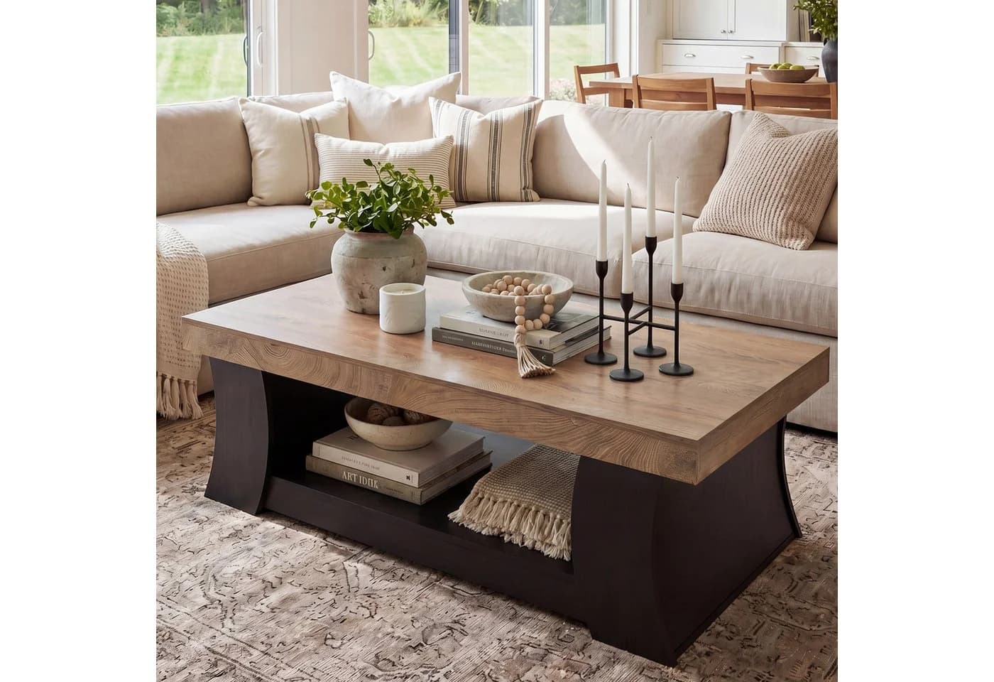 Tribesigns Couchtisch 140 cm Braun Moderner Rechtecktisch mit Ablage - Bild 3