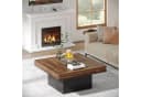 Tribesigns LED Couchtisch 90 cm Quadratisch Walnuss Bild 5