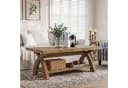 Tribesigns Couchtisch Massivholz Braun X-Beine Bild 1