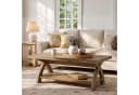 Tribesigns Couchtisch Massivholz Braun X-Beine Bild 5