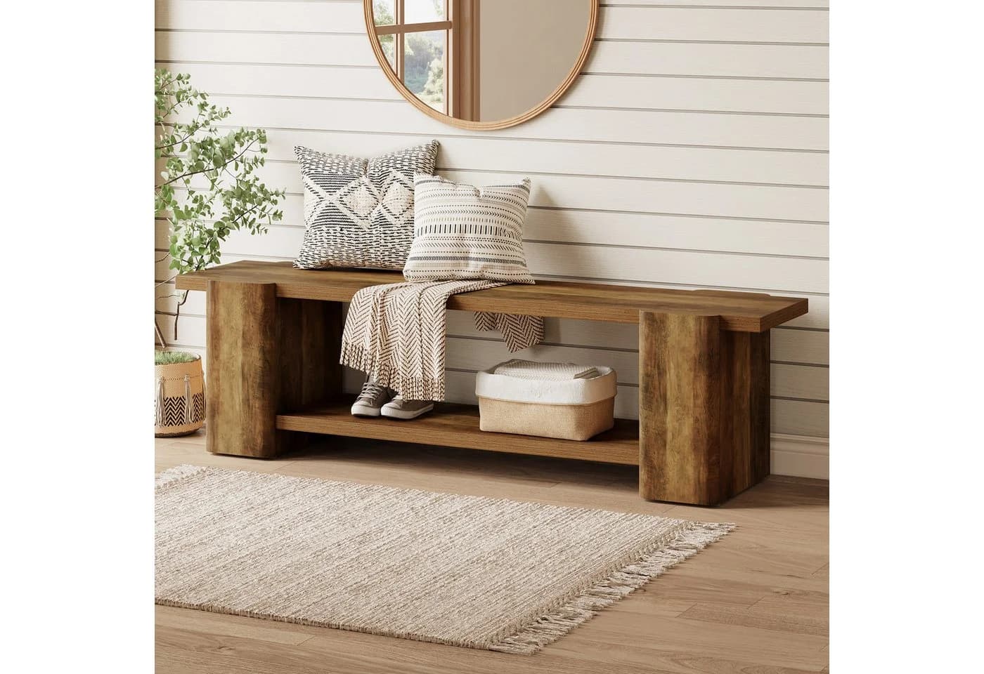 Tribesigns Bettbank 160 cm Landhausstil Braun - Bild 2